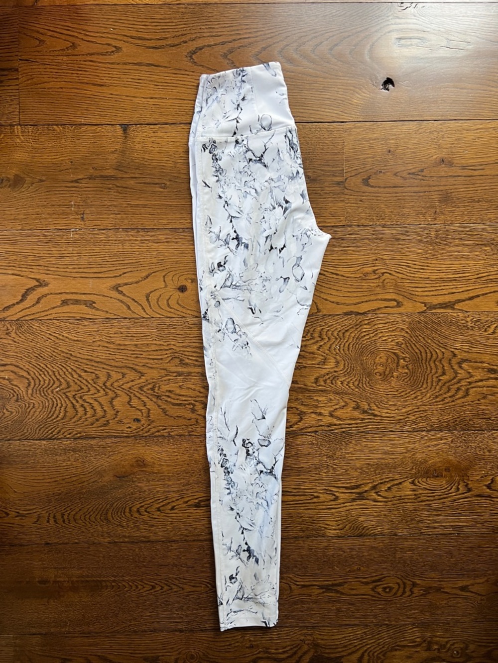 CARBON38 White Marble-Print Women's High-Waist Leggings